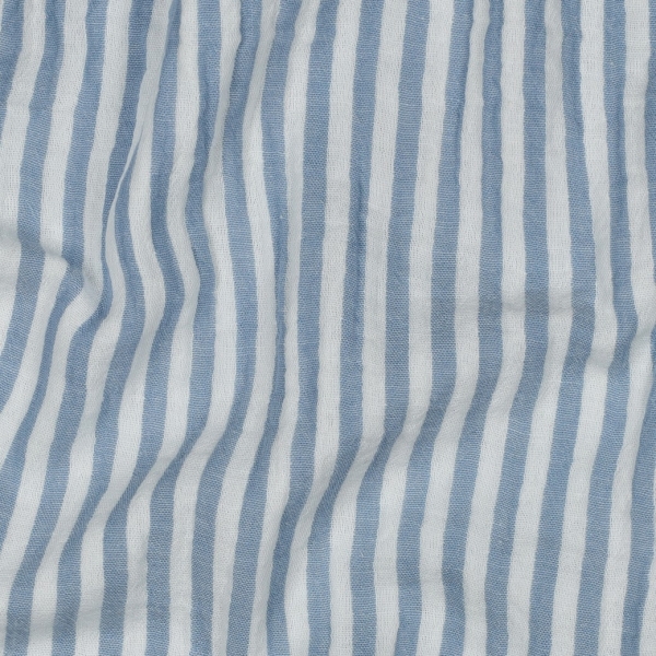 0,5m Musselin Streifen garngefärbt Hellblau Weiss