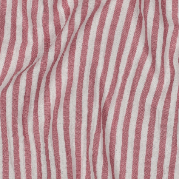 0,5m Musselin Streifen garngefärbt Rosa Weiss