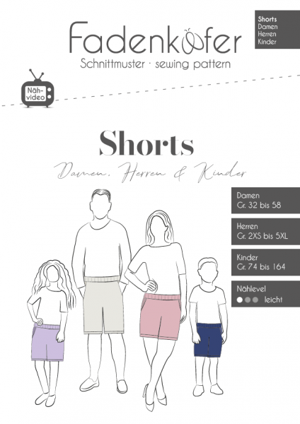 Schnittmuster Fadenkäfer Shorts für Damen, Herren und Kinder