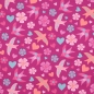 Preview: 0,5m Flanell Vögel Blüten Pink