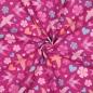 Preview: 0,5m Flanell Vögel Blüten Pink
