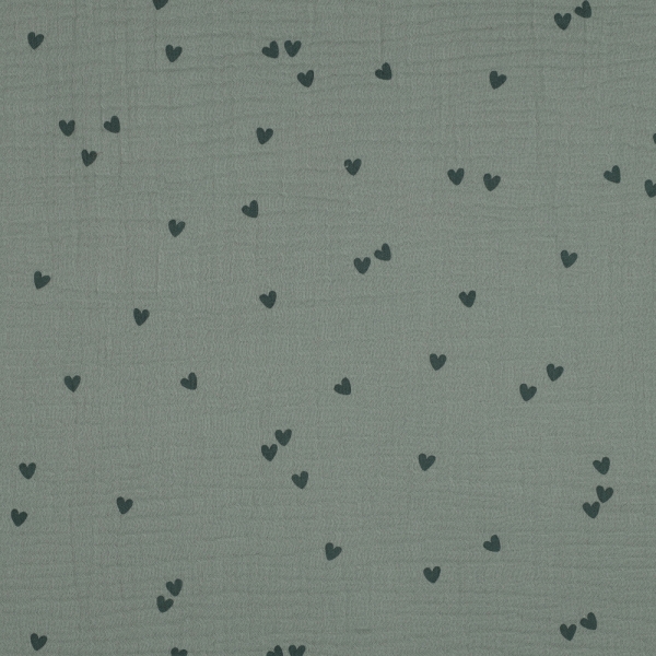 Preview: 0,5m Musselin kleine Herzen Nil Grün