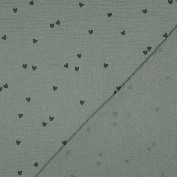 Preview: 0,5m Musselin kleine Herzen Nil Grün