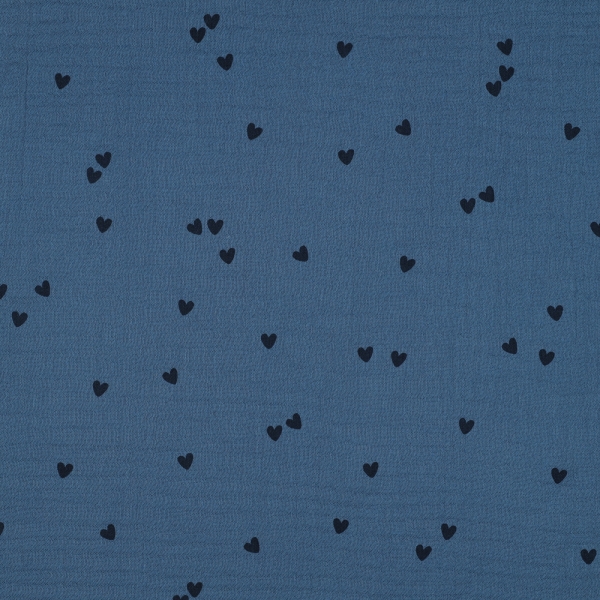 Preview: 0,5m Musselin kleine Herzen Marine