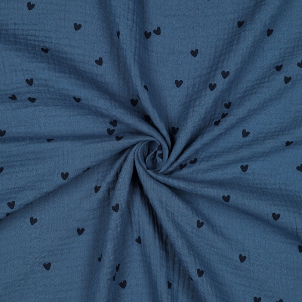 Preview: 0,5m Musselin kleine Herzen Marine