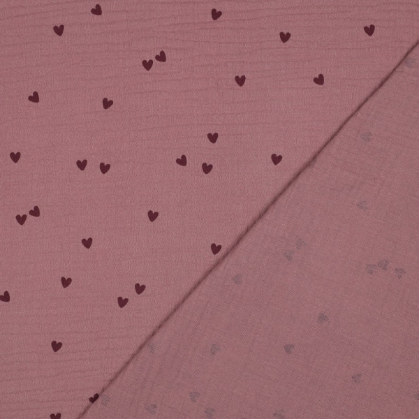 Preview: 0,5m Musselin kleine Herzen Hell Lila