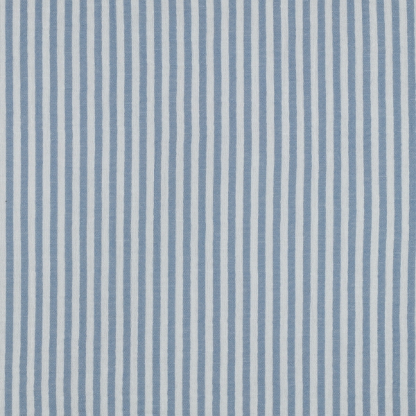 Preview: 0,5m Musselin Streifen garngefärbt Hellblau Weiss