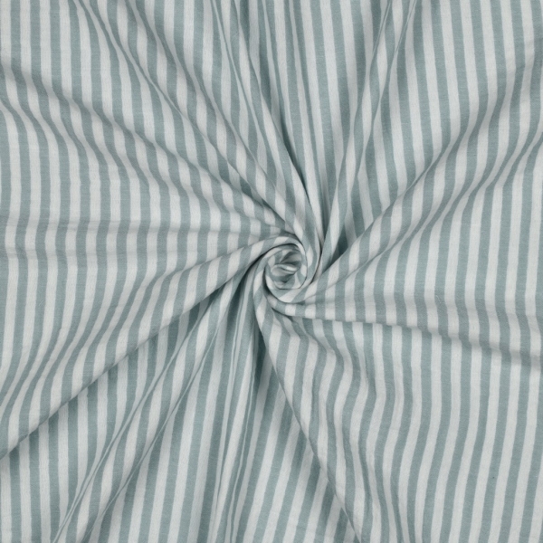 Preview: 0,5m Musselin Streifen garngefärbt Salbei Weiss