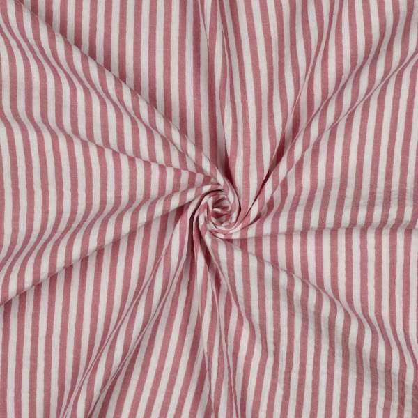 Preview: 0,5m Musselin Streifen garngefärbt Rosa Weiss