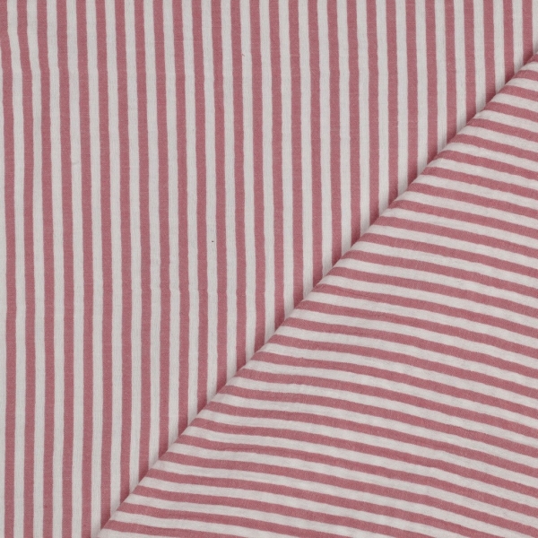 Preview: 0,5m Musselin Streifen garngefärbt Rosa Weiss