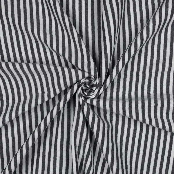 Preview: 0,5m Musselin Streifen garngefärbt Marine Weiss