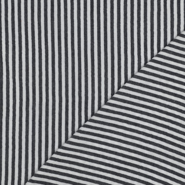 Preview: 0,5m Musselin Streifen garngefärbt Marine Weiss