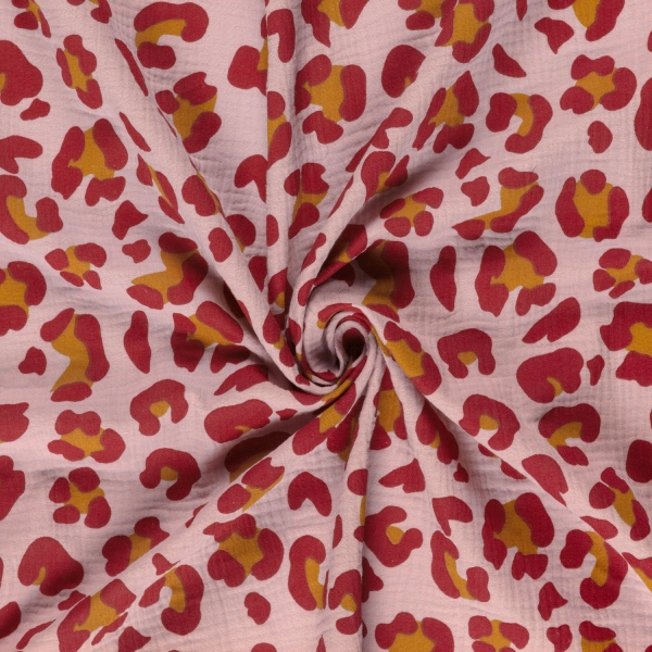 Preview: 0,5m Musselin Animalprint Leo Altrosa
