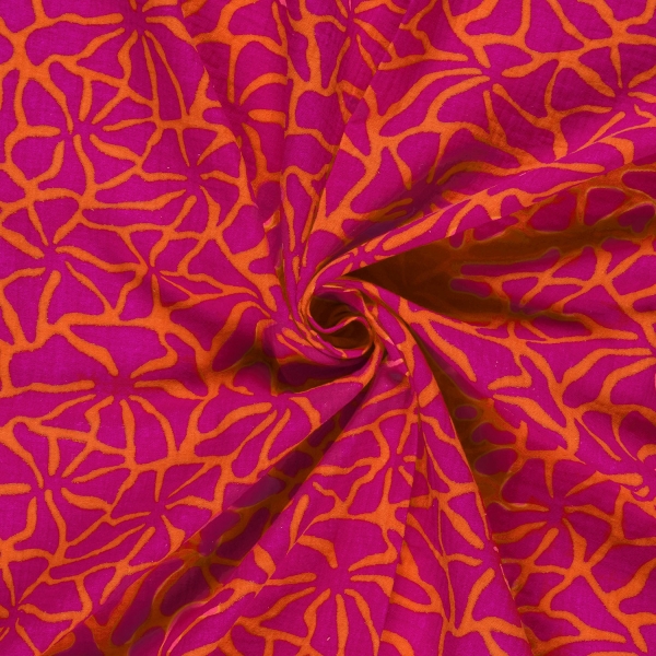 Preview: 0,5m Musselin Abstrakt Pink Orange
