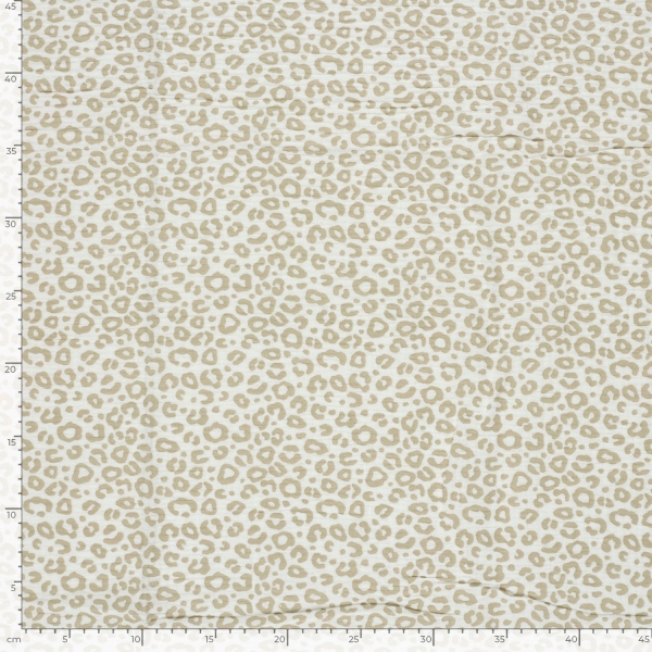 0,5m Musselin Animalprint Leo Beige Wollweiss