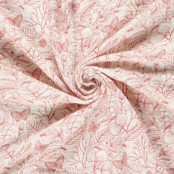 Preview: 0,5m Musselin Blumen & Schmetterlinge