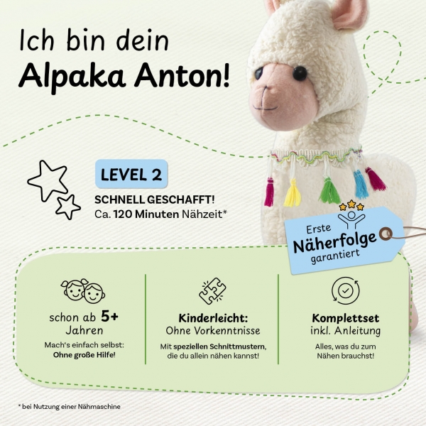 Preview: Näh-Baukastenset Alpaka Anton Level 2 von cuci cuci
