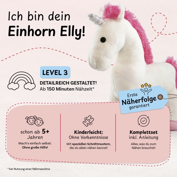 Preview: Näh-Baukastenset Einhorn Elly Level 3 von cuci cuci