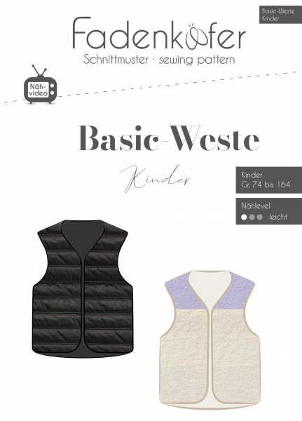 Schnittmuster Fadenkäfer Basic Weste Kinder