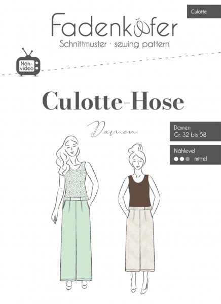 Schnittmuster Fadenkäfer Culotte Hose Damen