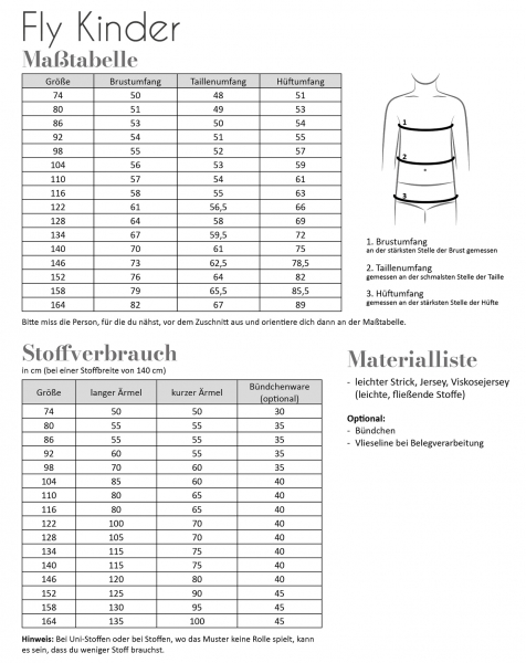 Schnittmuster Fadenkäfer Shirt Fly Kinder