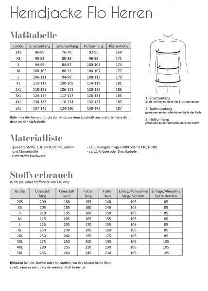 Schnittmuster Fadenkäfer Hemdjacke Flo Herren