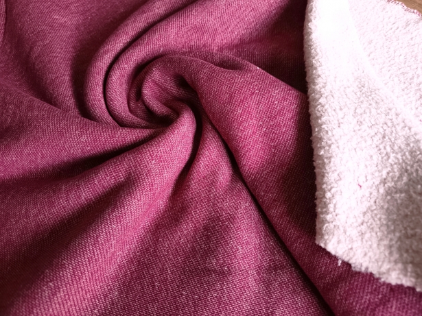 0,5m Sweat in Weinrot mit Baumwoll Lammfleece