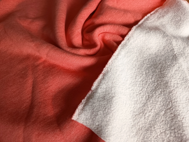 0,5m Sweat in Apricot mit Baumwoll Lammfleece