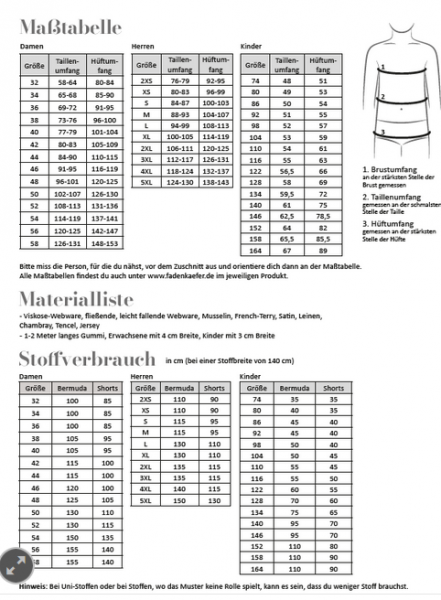 Preview: Schnittmuster Fadenkäfer Shorts für Damen, Herren und Kinder