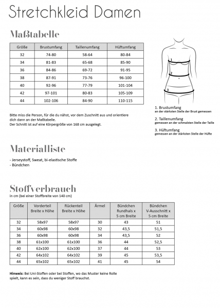 Schnittmuster Fadenkäfer Stretchkleid Damen