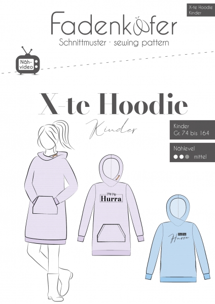 Schnittmuster Fadenkäfer X-te Hoodie Kinder