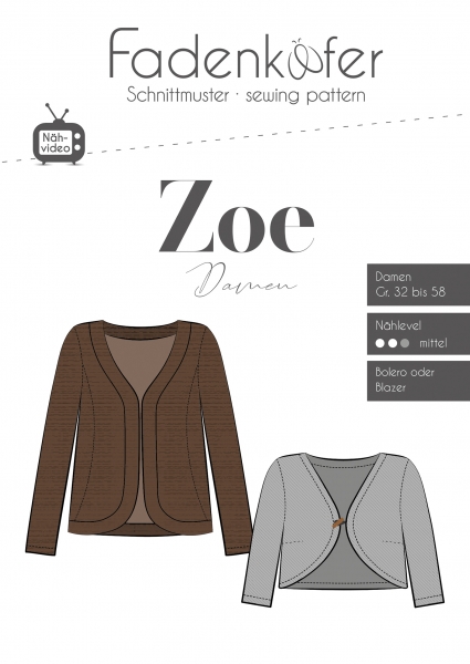 Schnittmuster Fadenkäfer Bolero Zoe Damen