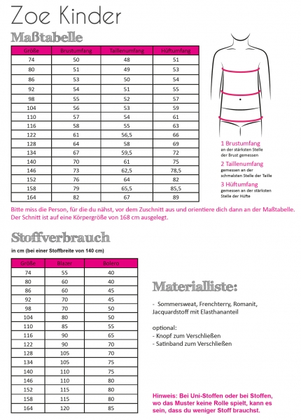 Schnittmuster Fadenkäfer Bolero Zoe Kinder