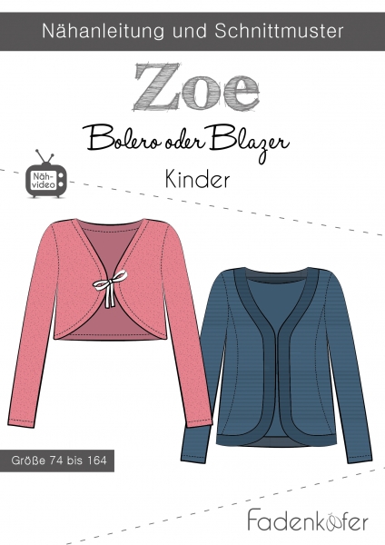 Schnittmuster Fadenkäfer Bolero Zoe Kinder