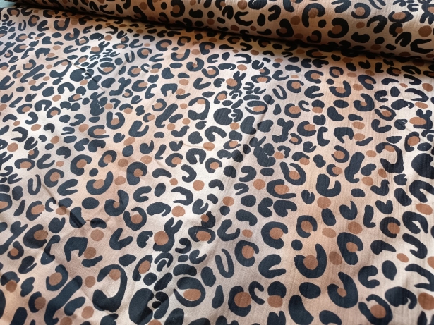 Preview: 0,5m Musselin Eigenproduktion - Animalprint - Braun Schwarz Ombre - Überbreite 160cm