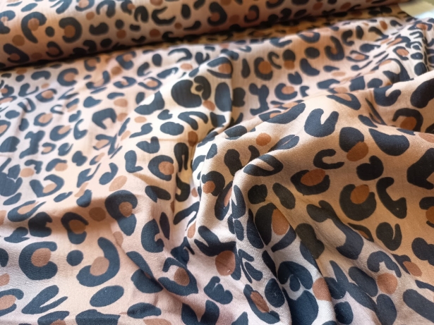 Preview: 0,5m Musselin Eigenproduktion - Animalprint - Braun Schwarz Ombre - Überbreite 160cm