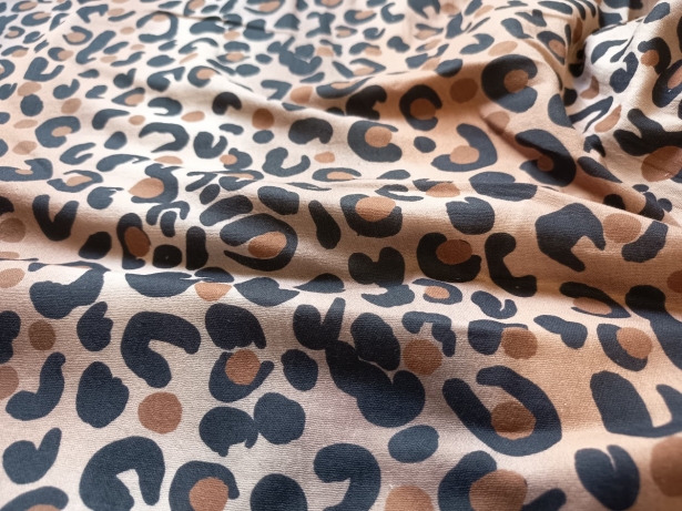 Preview: 0,5m Musselin Eigenproduktion - Animalprint - Braun Schwarz Ombre - Überbreite 160cm