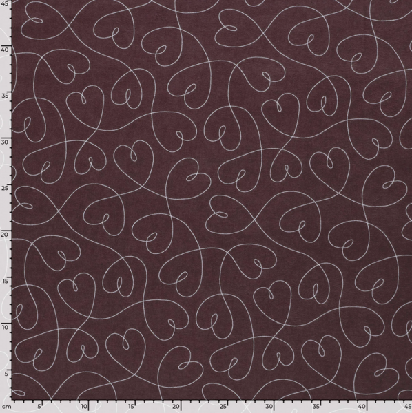 0,5m Flanell Herzen Weinrot