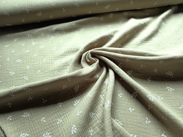 0,5m Musselin Blätter Lindgrün