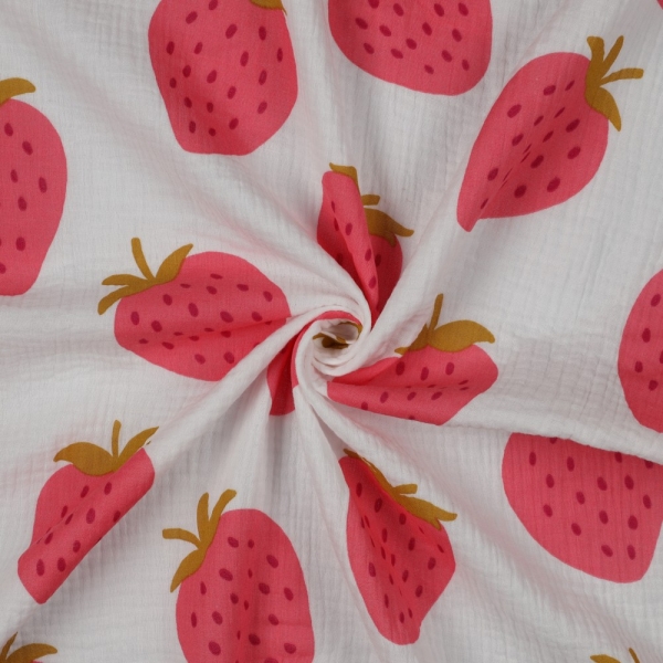 0,5m Musselin große Erdbeeren