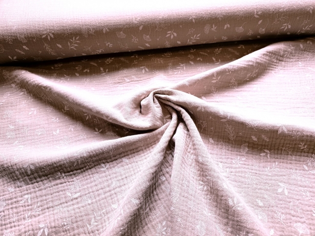 0,5m Musselin Ginko und Blätter Rosa