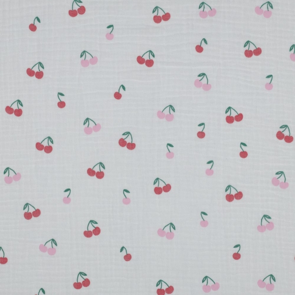 Preview: 0,5m Musselin Kirschen Weiss