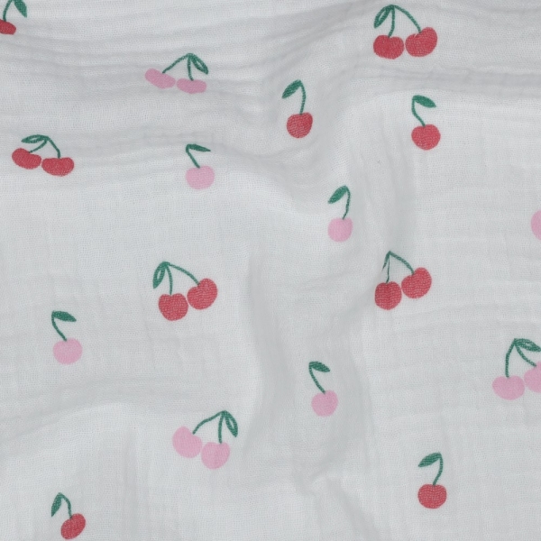 0,5m Musselin Kirschen Weiss