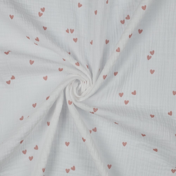 Preview: 0,5m Musselin kleine Herzen Weiss
