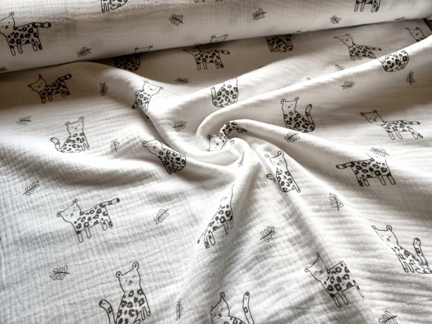 0,5m Musselin kleiner Panther Weiss