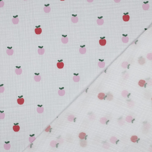 Preview: 0,5m Musselin Äpfel Weiss