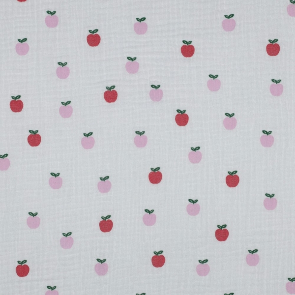 Preview: 0,5m Musselin Äpfel Weiss
