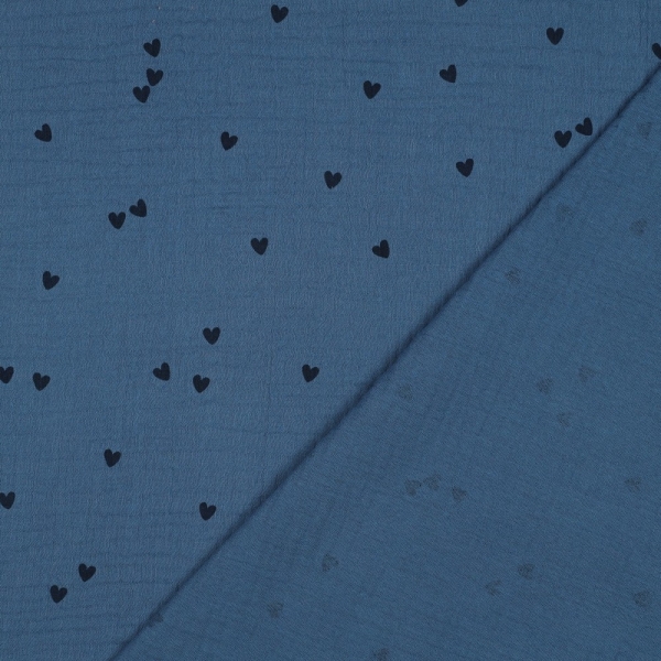 0,5m Musselin kleine Herzen Marine