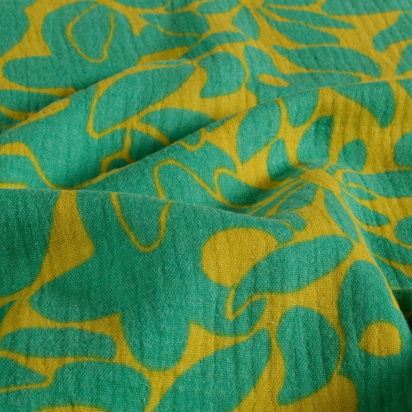 0,5m Musselin Blumen Lime Grün