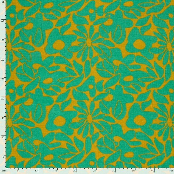 0,5m Musselin Blumen Lime Grün